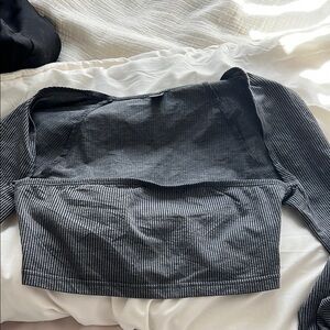 Striped Black and Gray Women's Top